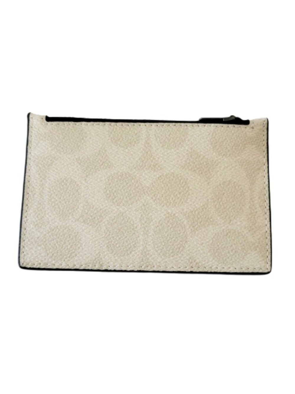 Coach CV764 Zip Card Case Signature Mini Wallet Chalk Black - Picture 4 of 6